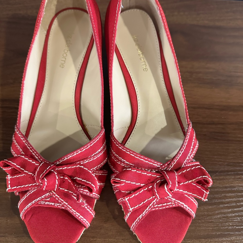 Liz Claiborne Red Bow Heels